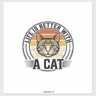 Adesivo A Vida É Melhor Com Um Gato Camisa Vintage De Gato