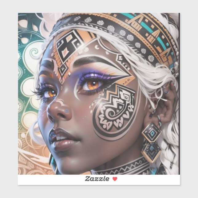 Adesivo A woman with a white (Folha)