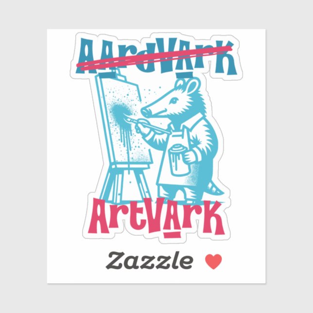 Adesivo Aardvark Artvark Funny ANIMAL NOMES (Folha)