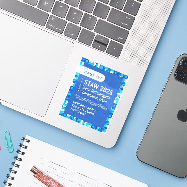Adesivo AAST 2025 STAW Sticker (Notebook com iPhone)