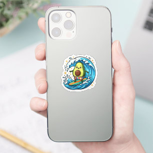 Adesivo Abacate de Surf Kawaii Fofo Onda do Oceano Verão P