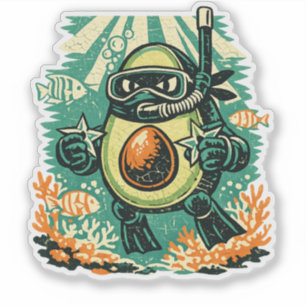 Adesivo Abacateiro Ninja Snorkeler — Oceano de Verão Vinta