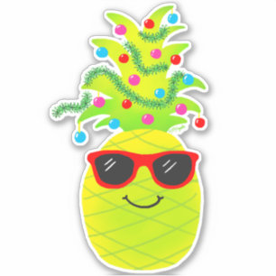 Adesivo Abacaxi de Natal Tropical Engraçado