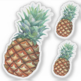 Adesivo Abacaxi Frutas tropicais & folha pintura aquarela