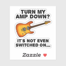 Adesivo Abaixe Meu Amp, Guitarista Elétrico Engraçado