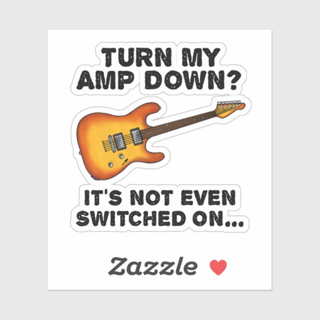 Adesivo Abaixe Meu Amp, Guitarista Elétrico Engraçado (Folha)