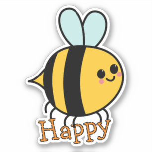 Adesivo Abeja de desenho animado fofa feliz