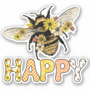 Adesivo Abeja Feliz Flores de Mel Fofas