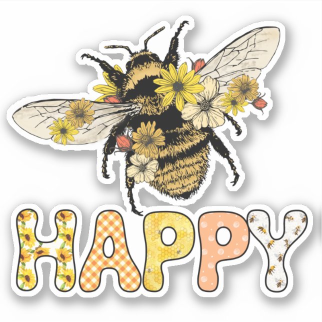 Adesivo Abeja Feliz Flores de Mel Fofas (Frente)