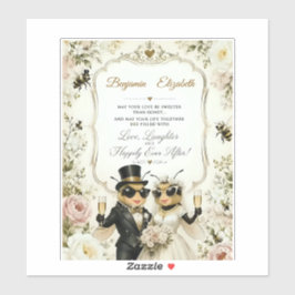 Adesivo Abejas melíferas adoráveis, elegante boda floral