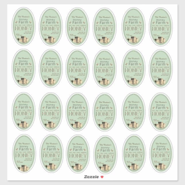 Adesivo Abelhas Oval De 2" x 3" Colmeias Verdes (Folha)