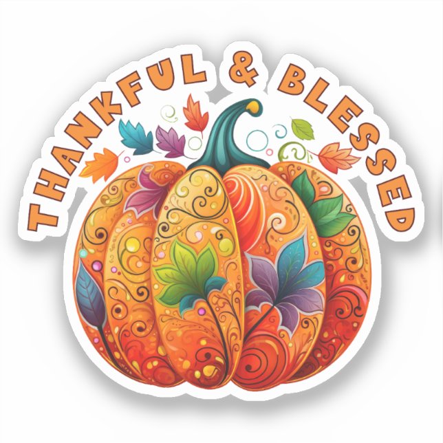 Adesivo Abençoada e agradecida Bomba de outono (Frente)