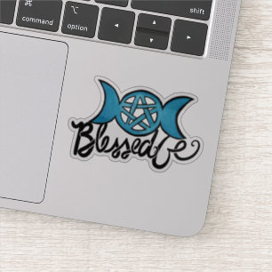 Adesivo Abençoado Seja Pagan Triple Moon Pentagrama