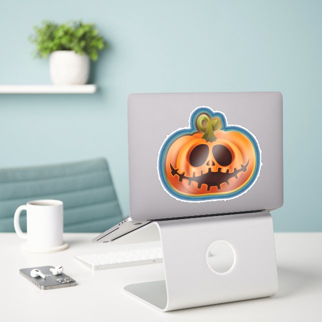 Adesivo Abóbora de Halloween (Laptop na mesa)