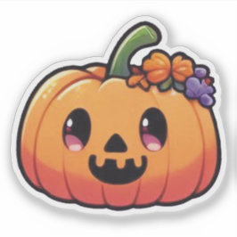 Adesivo Abóbora de Halloween Fofa - Kawaii Jack-o'-Lantern