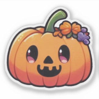 Adesivo Abóbora de Halloween Fofa - Kawaii Jack-o'-Lantern