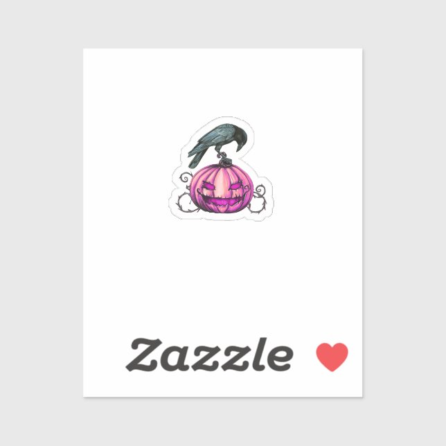 Adesivo Abóbora e Corvo de Halloween Gótico (Folha)