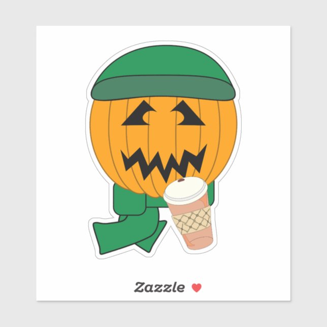 Adesivo Abóbora Hipster Jack-o-lantern Design de Halloween (Folha)
