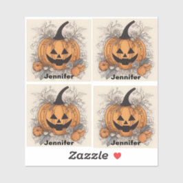 Adesivo Abóbora Personalizável do Halloween. Jack-O-Lanter