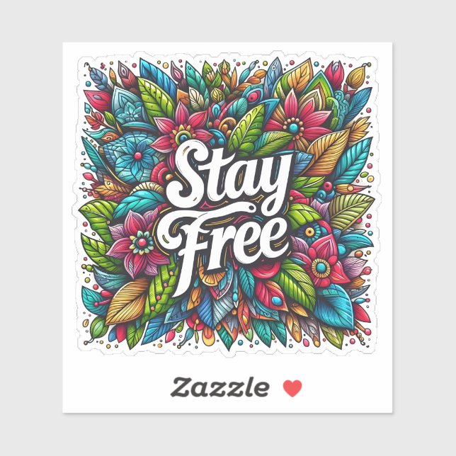 Adesivo Abraçar a liberdade em Designs Florais Vibrantes (Folha)