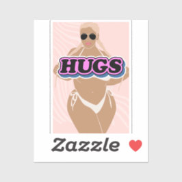 Adesivo abraços, desenho animado bonito e senhora em biquí