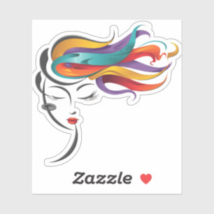 Adesivo Abstrato com arte colorida de cabelo voando