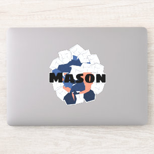 Adesivo Abstrato Cubes Geométrico Blue Orange Nome Persona