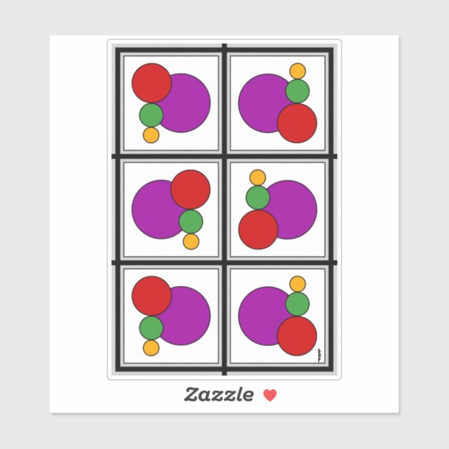 Adesivo Abstrato de quadrados e círculos (Folha)