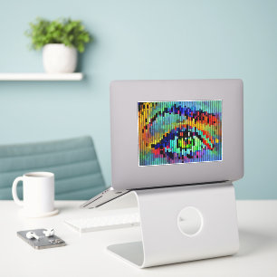 Adesivo Abstrato Geométrica Linhas Mulheres Olhos Arte Ori