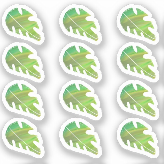 Adesivo Abstrato Monstera Leaf Liquid Green Sticker Set (Frente)