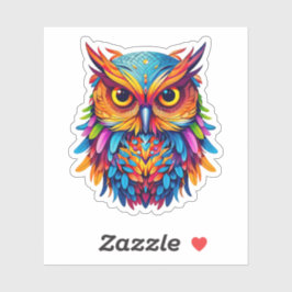 Adesivo Abstrato Rainbow Owl Colorful Watercolor Trabalho