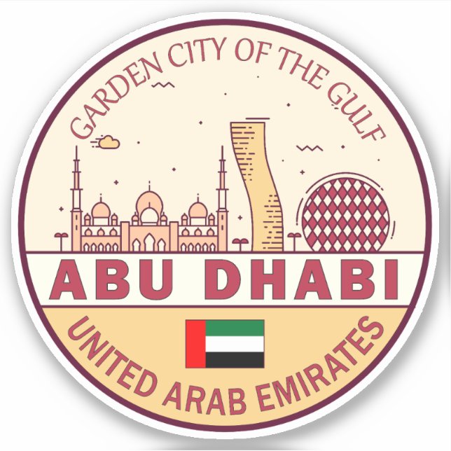 Adesivo Abu Dhabi Emirados Árabes Unidos Skyline Emblem (Frente)