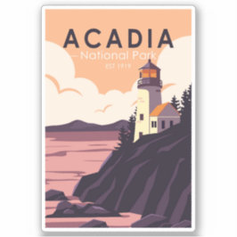 Adesivo Acadia National Park Maine Lighthouse Vintage