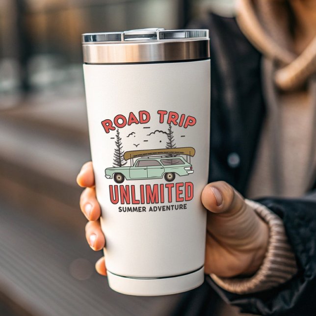 Adesivo Acampamento de Automóveis Ilimitado em Viagem Rodo (Road Trip Unlimited Camping Vinyl Sticker)