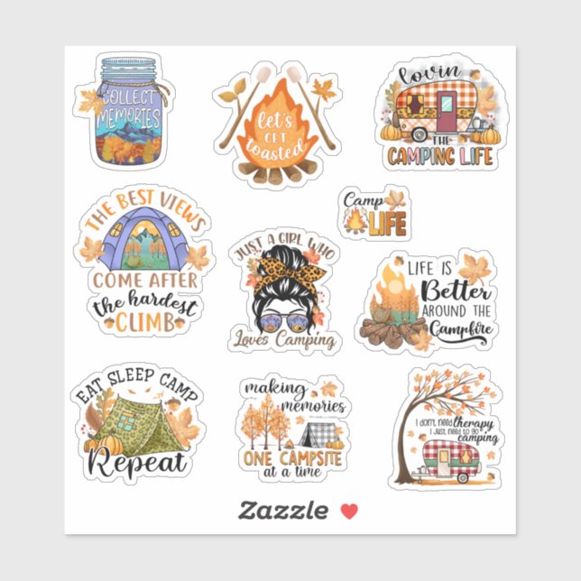 Adesivo Acampamento de queda, Camp Life Sticker Pack (Folha)