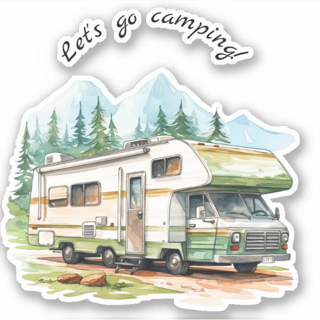 Adesivo Acampamento de vamos Go Retro RV Camper (Frente)