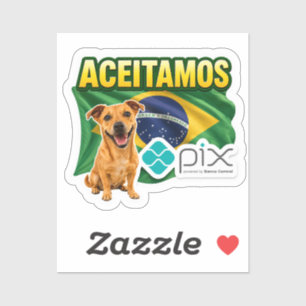 Adesivo Aceitamos PIX com Cachorro Caramelo