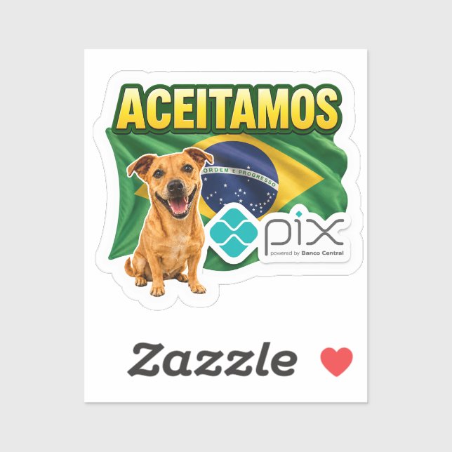 Adesivo Aceitamos PIX com Cachorro Caramelo  (Folha)