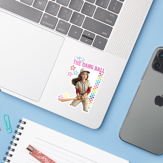 Adesivo Acerta a Droga da Bola Rosto de Boneca de Mãe de B (Notebook com iPhone)