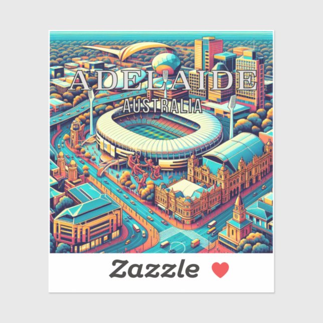 Adesivo Adelaide Austrália vinil de 3 polegadas (Folha)