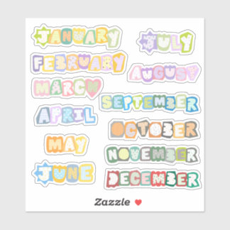 Adesivo adereços de diário de meses do ano