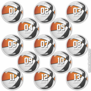 Adesivo adereços do time de basquete laranja preto 13 atle