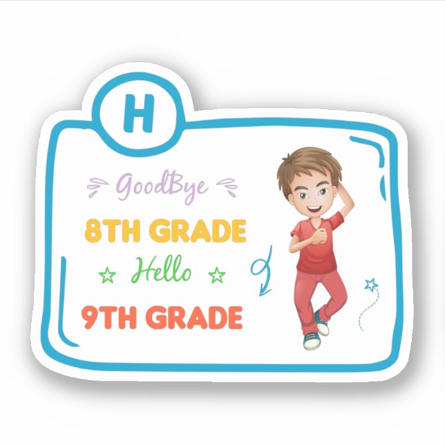 Adesivo Adeus, 8.ª série saudação 9.ª série (Frente)