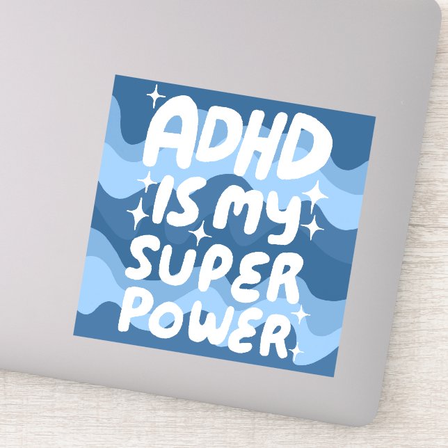 Adesivo ADHD É A MINHA SUBPOTÊNCIA DIVERTIDA Cartas Colori (Detalhe)