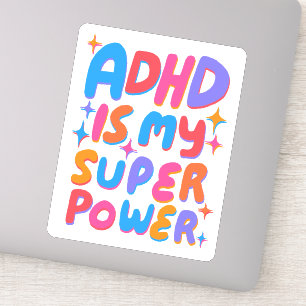 Adesivo ADHD É A MINHA SUBPOTÊNCIA DIVERTIDA Cartas Colori
