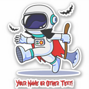 Adesivo Adicionar Nome Astronauta Cute Ax & Red Cape com B