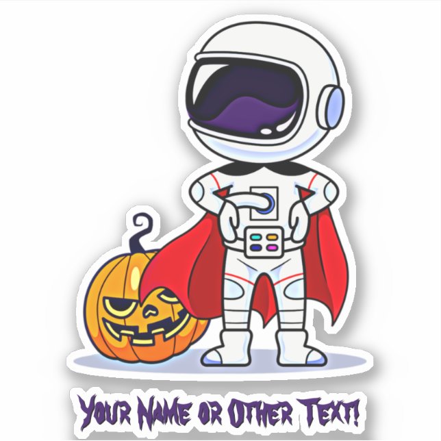 Adesivo Adicionar nome Astronauta Cute com Pumpkin (Frente)