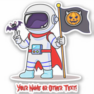 Adesivo Adicionar Nome Astronauta Cute Pumpkin Flag Bat Ha
