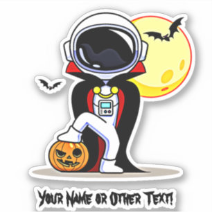 Adesivo Adicionar Nome Cute Astronauta Conquistou Abóbora
