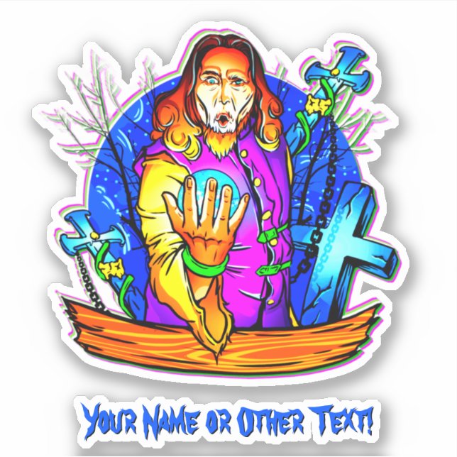 Adesivo Adicionar nome, mago assistente Crystal Ball Cross (Frente)